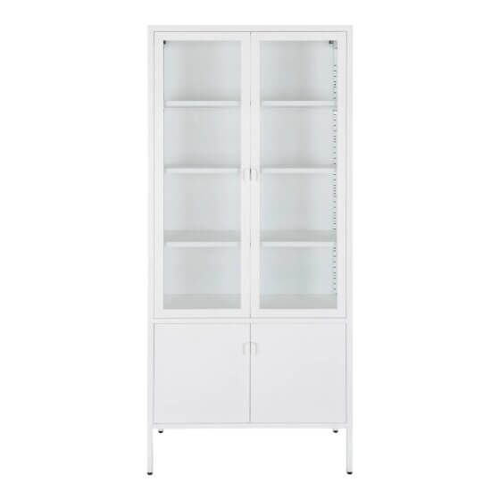 Brisbane Vitrineskab - Vitrineskab, 4 låger, stål, hvid 80x35x180 cm