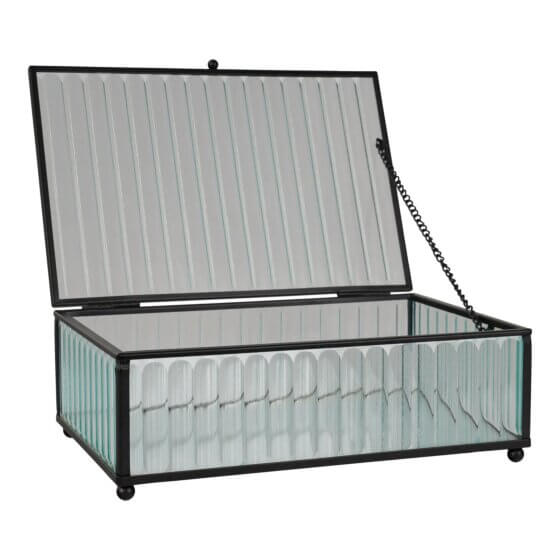 Santorini Boks - Boks, glas/metal, sort, 20x13x7 cm