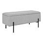 Watford Bænk - Bænk i stof med opbevaring, lysegrå med sorte ben 95x36,5x43 cm, HN1275