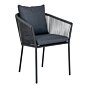 Salerno Spisebordsstol - Spisebordsstol, aluminium/polyester, mørkegrå reb med sort stel, inkl. hynde