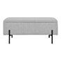 Watford Bænk - Bænk i stof med opbevaring, lysegrå med sorte ben 95x36,5x43 cm, HN1275