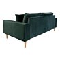 Lido 2,5 Personers Sofa - 2,5 Personers Sofa, mørkegrøn velour med to puder og natur træben, HN1006