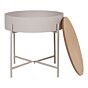 Sisco Hjørnebord - Hjørnebord, beige-lysegrå metal, natur top ø40x40 cm