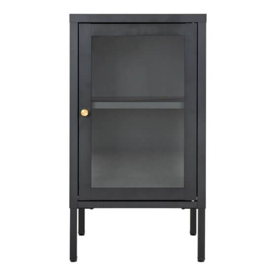 Dalby Skab - Skab, 1 glaslåge, stål, sort 38x35x70 cm