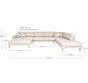 Lido U-Sofa Open End - U-Sofa Åben Ende, venstrevendt i sand med fire puder og natur træben, HN1050