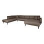 Lido U-Sofa Åben Ende - U-Sofa Åben Ende, højrevendt i brun med fire puder og sorte træben, HN1055