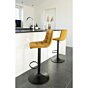 Middelfart Barstol - Barstol i velour, sennepsgul med sorte ben, HN1004