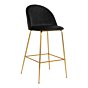 Lausanne Bar Stol - Barstol i velour, sort med messing look ben, HN1207