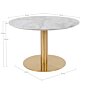 Bolzano Sofabord - Sofabord, marmor look bordplade, hvid, messing look base ø70x45 cm