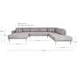Lido U-Sofa Åben Ende - U-Sofa Åben Ende, venstrevendt i lysegrå med fire puder og natur træben, HN1040