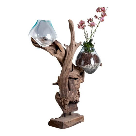 San Marino Waterdrop - Vanddråbe i teaktræ og glas, natur, h100 cm