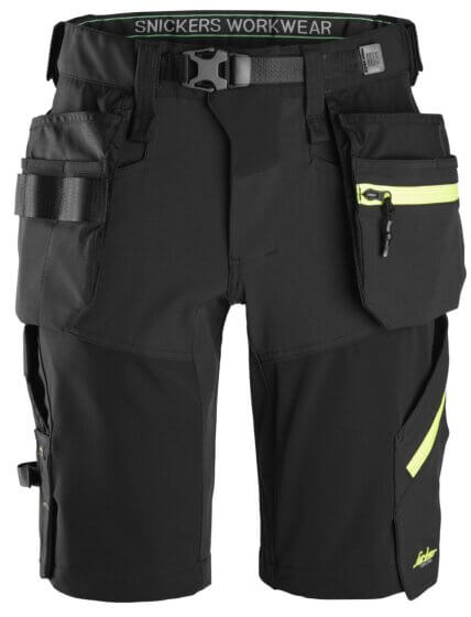 Snickers FlexiWork, softshell stretch arbejdsshorts+ med hylsterlommer 6140
