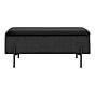 Watford Bænk - Bænk i velour med opbevaring, sort med sorte ben 95x36,5x43 cm, HN1207