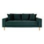 Lido 2,5 Personers Sofa - 2,5 Personers Sofa, mørkegrøn velour med to puder og natur træben, HN1006
