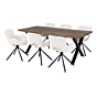 Toulon og Amorim Spisebordssæt - Spisebord og 6 Spisebordsstole