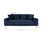 Lido 2,5 Personers Sofa - 2,5 Personers Sofa, mørkeblå velour med to puder og natur træben, HN1005