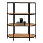 Vita Reol - Oval reol, 4 hylder, egetræslook, sort stel 85x36x111 cm