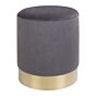 Gamby Puf - Puf i velour, grå med messing farvet kant, Ø34x43 cm, HN1213