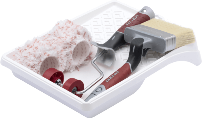 Anza Træbeskyttelsessæt, Pensel, 2 ruller og bakke.